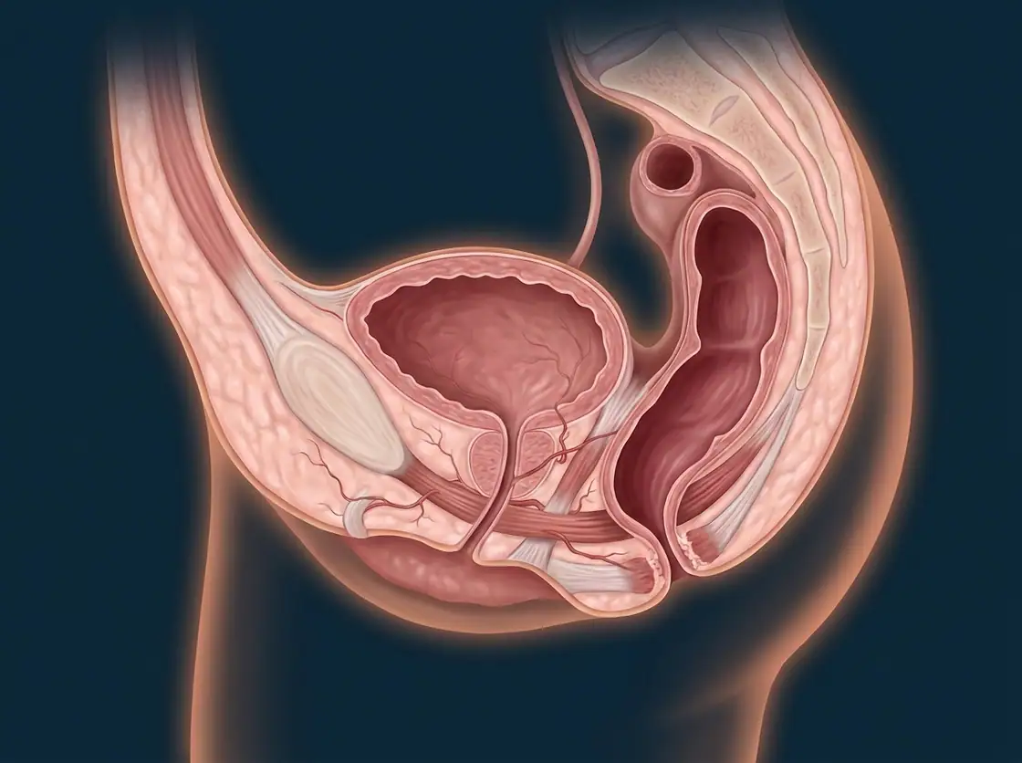 Ilustração anatômica — Incontinência Urinária Feminina